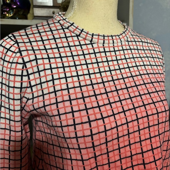 COS Pink Grid Check 100% Cotton Sweater Size Small - Picture 4 of 9